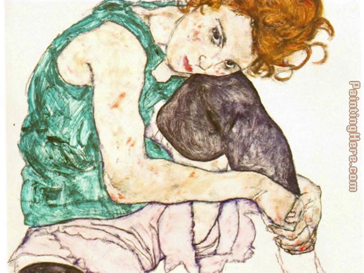 Egon Schiele Sitting Woman with Legs Drawn Up